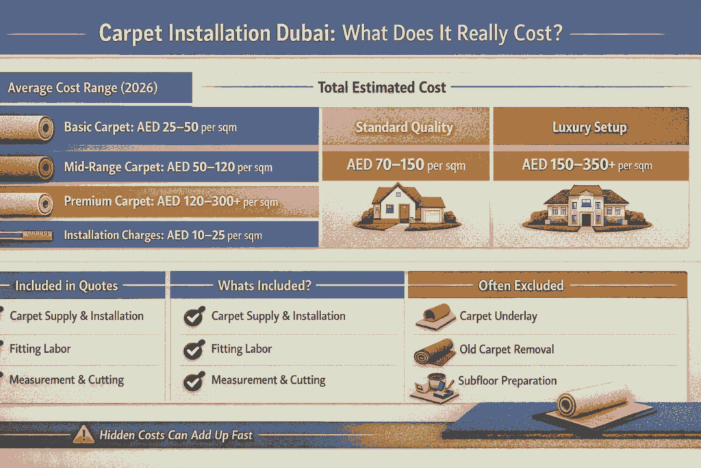Carpet installation costs in Dubai