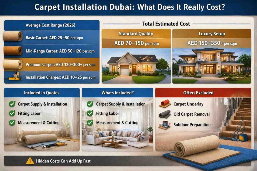 Carpet installation costs in Dubai