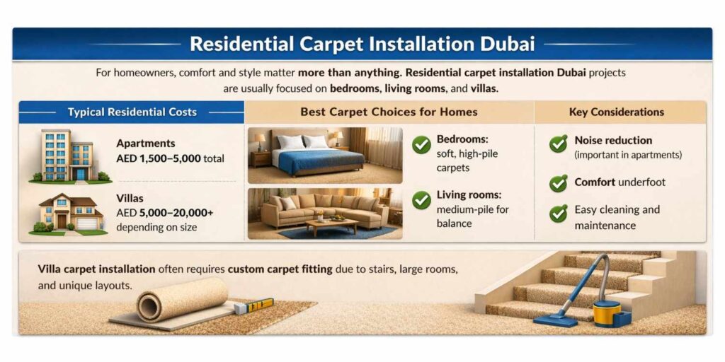 Residential carpet installation in Dubai