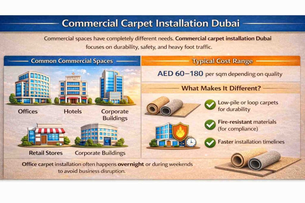 Commercial carpet installation in Dubai