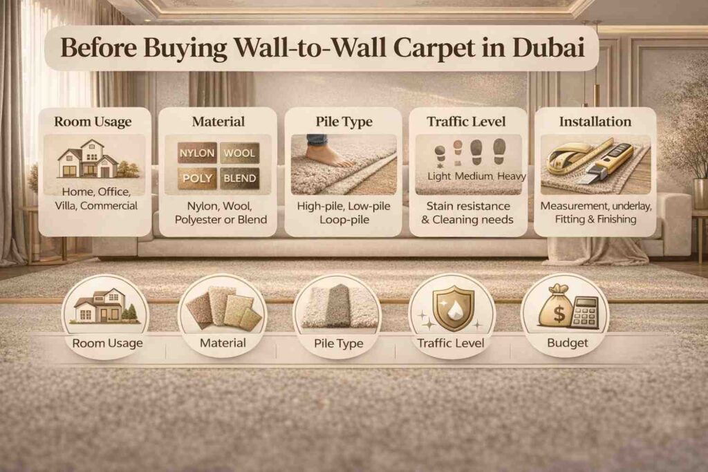 Final buying Checklist about choosing wall to wall carpets in Dubai