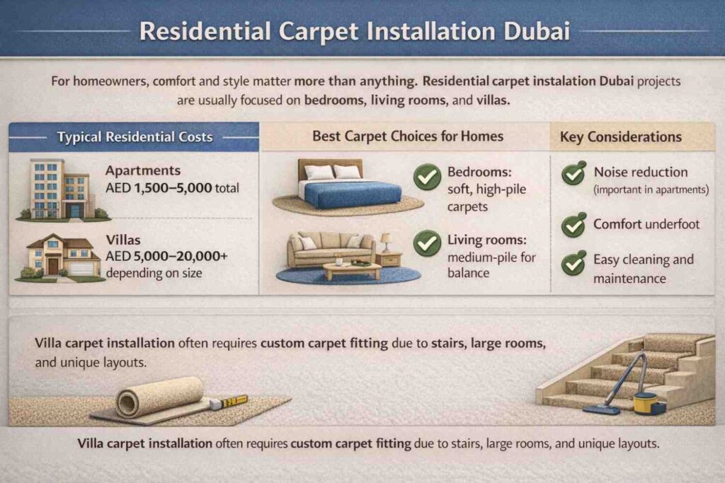 Residential carpet installation in Dubai