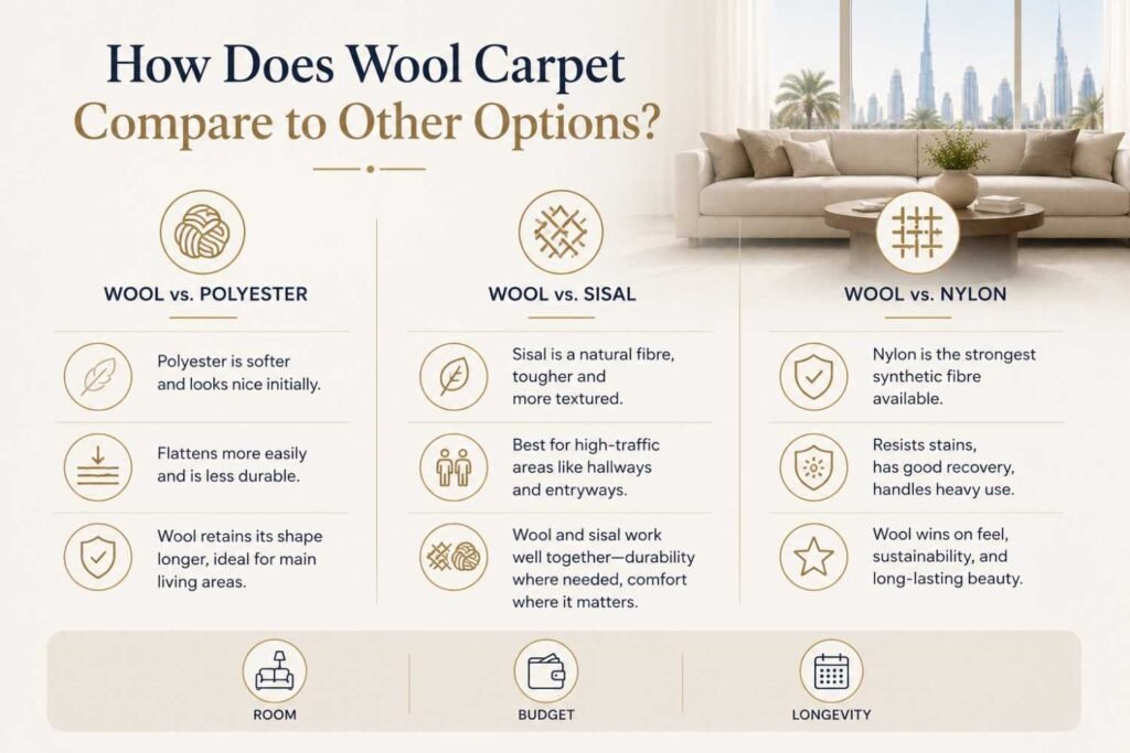 How Does Wool carpet Dubai Compare to Other Carpet Materials?