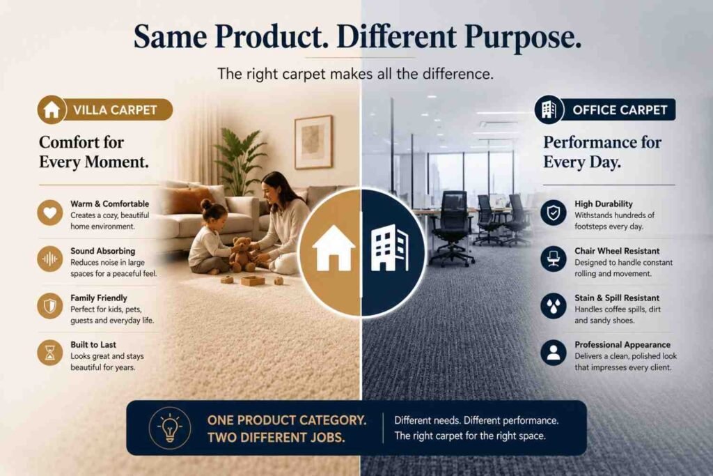 difference between office carpet and villa carpet dubai